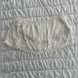 Forever 21 White Pom Pom crop with Elegant Design